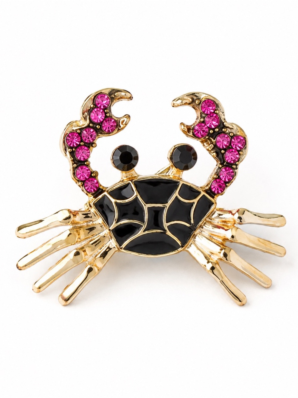 Crystal and enamel crab brooch